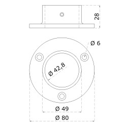Príruba ø 80 mm na trubku ø 42,4 mm, brúsená nerez AISI 304 Príruba ø 80 mm na trubku ø 42,4 mm, brúsená nerez AISI 304